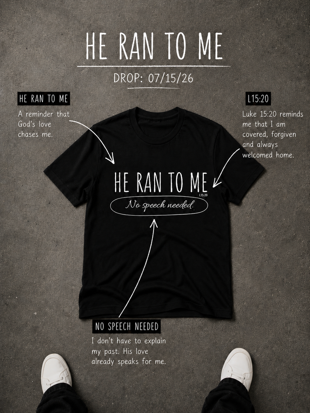 He Ran To Me Tee - Black