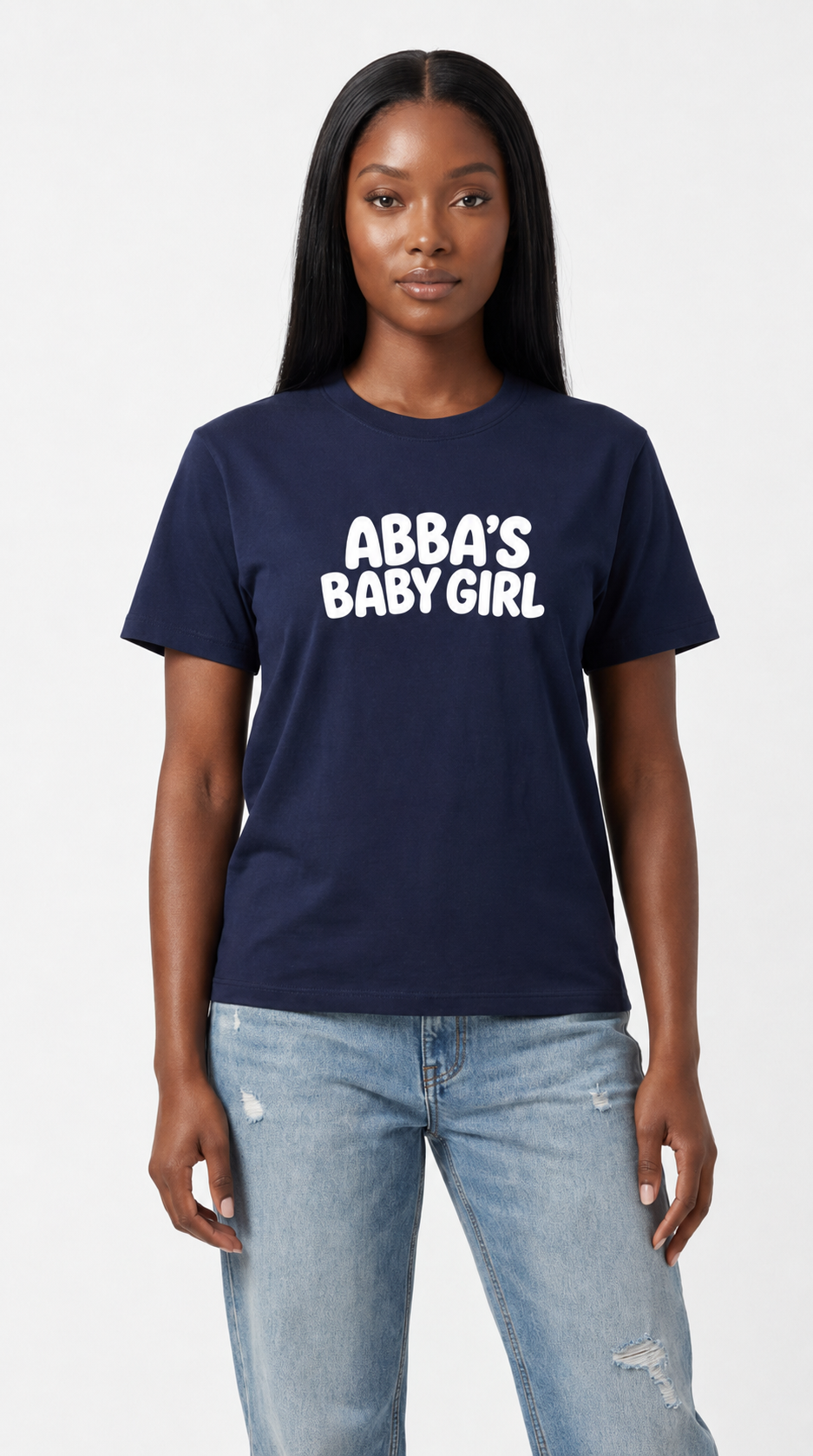 Abba's Baby Girl Oversized Tee - Navy