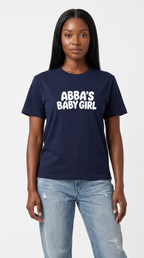 Abba's Baby Girl Oversized Tee - Navy